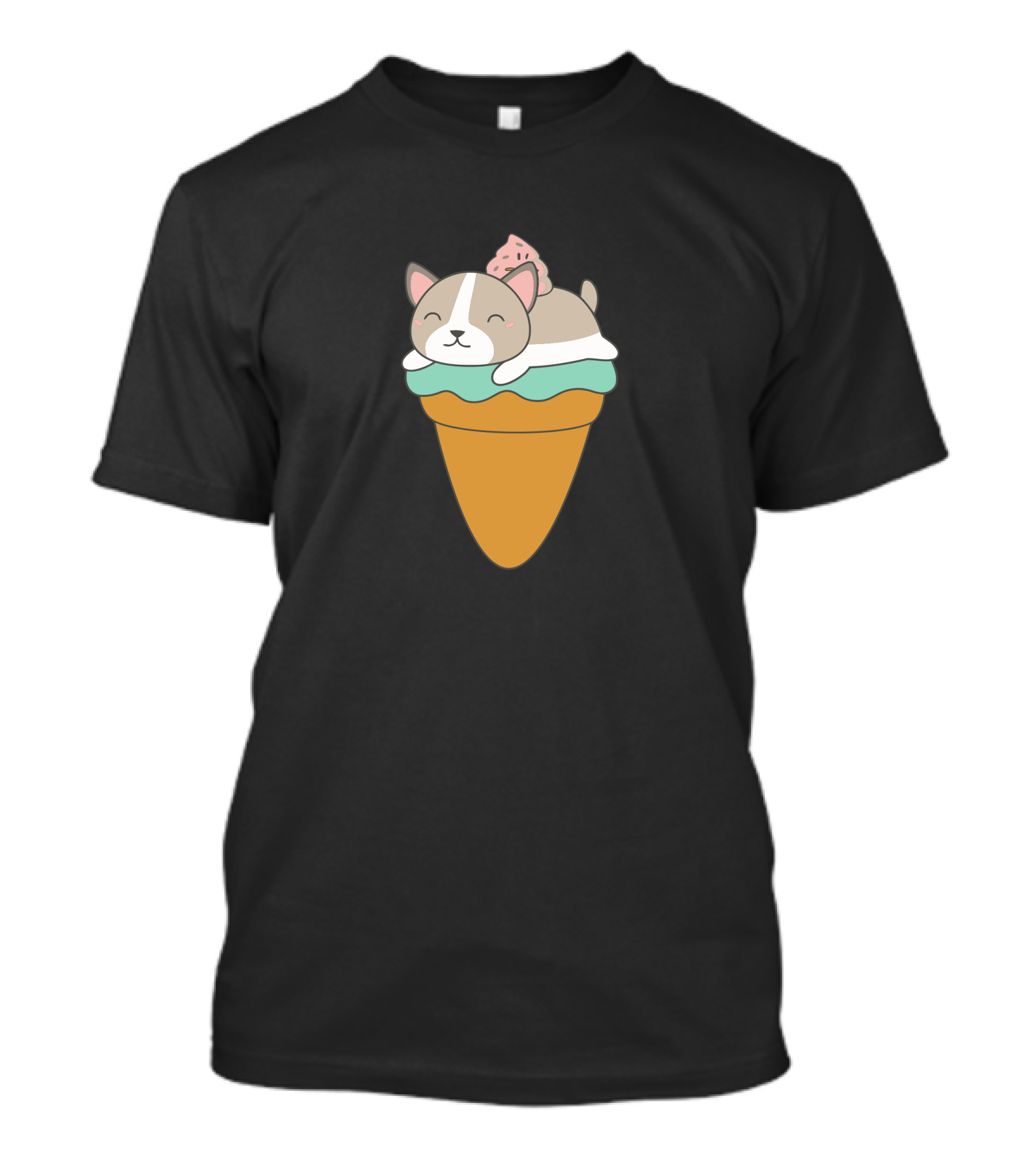 Kawaii Dog Sleeping On Ice Cream Cone With Whipped Topping T-Shirt