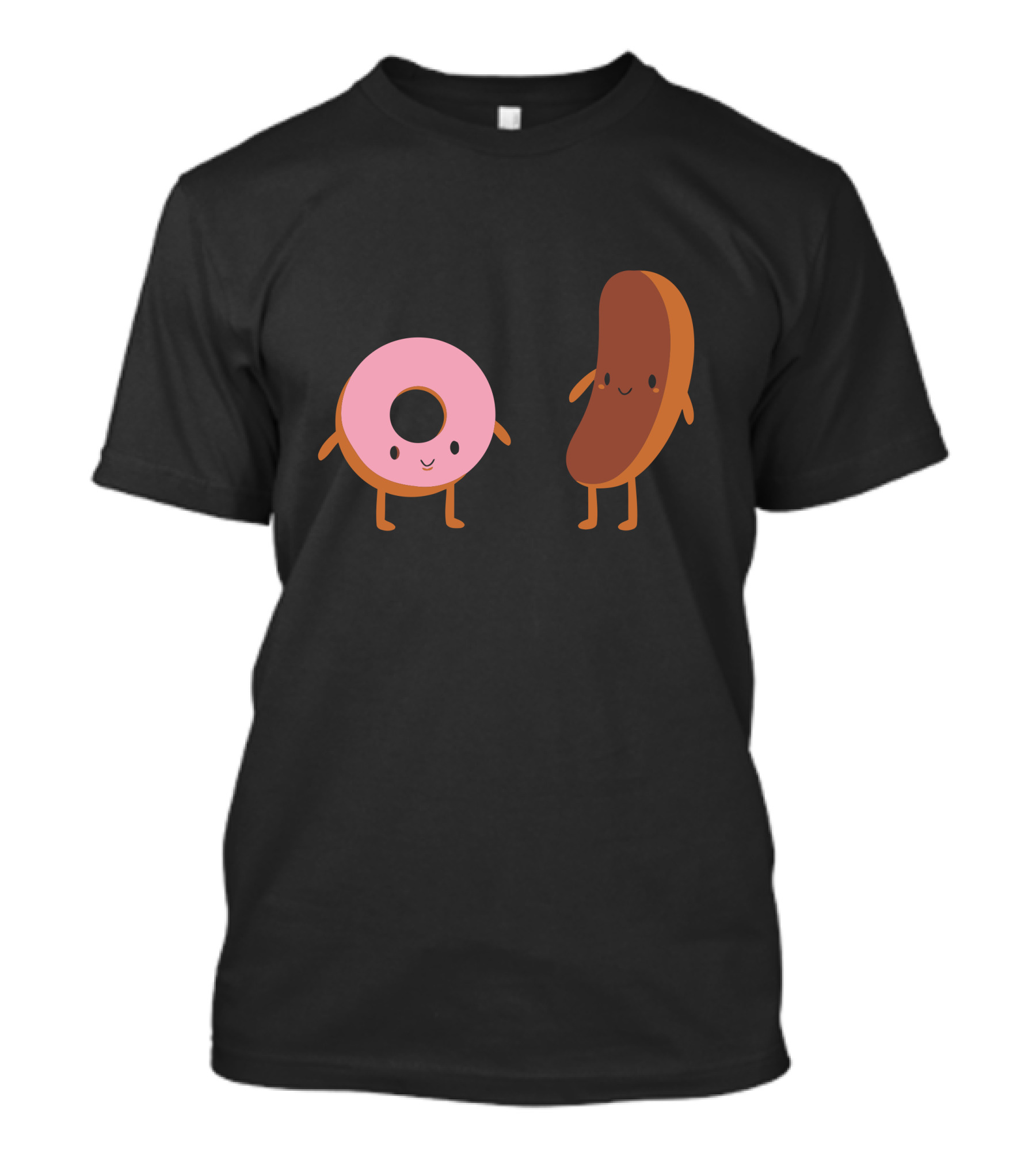 Donut And Eclair Smiling Cartoon Pastries T-Shirt