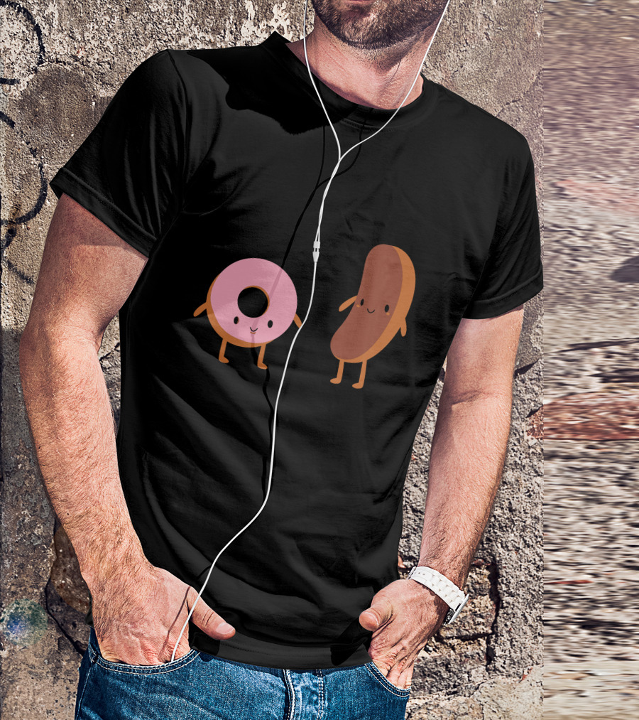 Donut And Eclair Smiling Cartoon Pastries T-Shirt