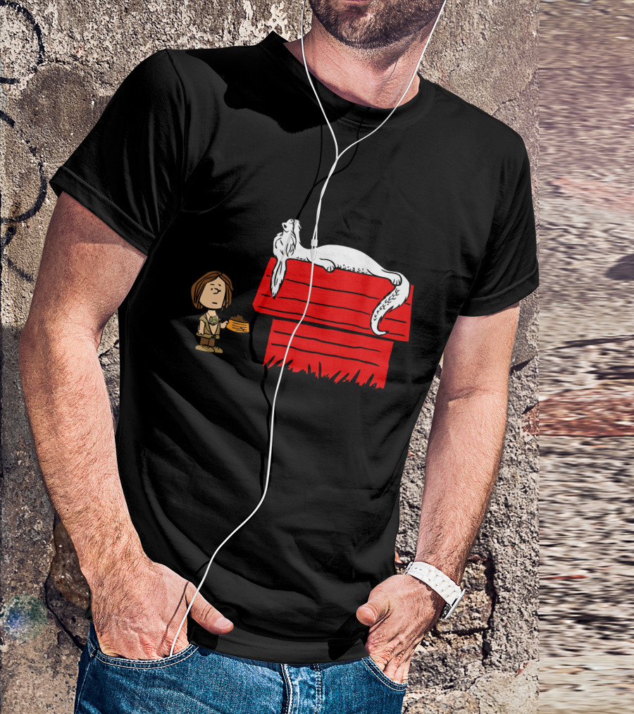 Feeding The Luck Dragon Atop Red Doghouse With Atreyu And Snoopy Mashup T-Shirt