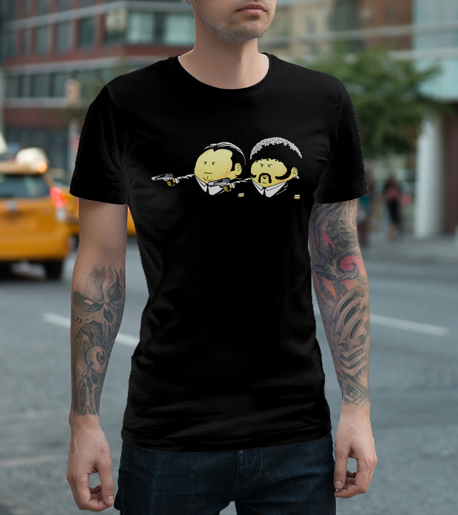 Extrapulp Funny Parody of Iconic Suit-Wearing Characters with Guns T-Shirt