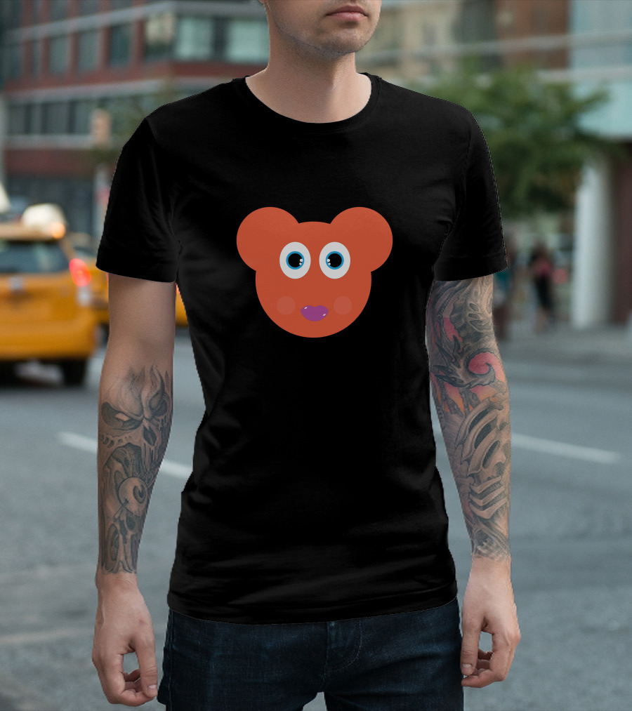 Funny Orange Cartoon Bear Face T-Shirt