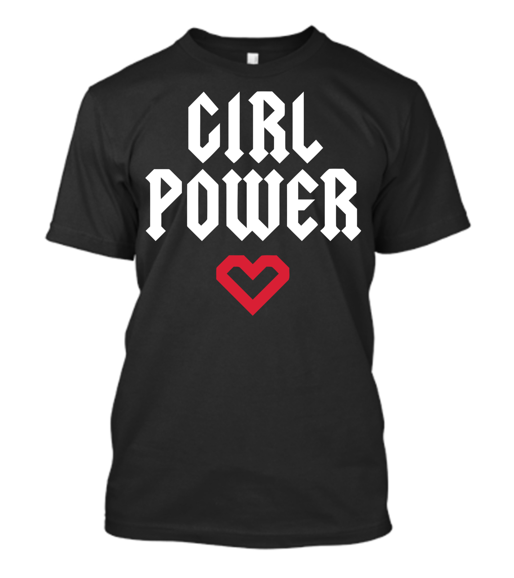GIRL POWER Heart Icon Bold Gothic Text T-Shirt