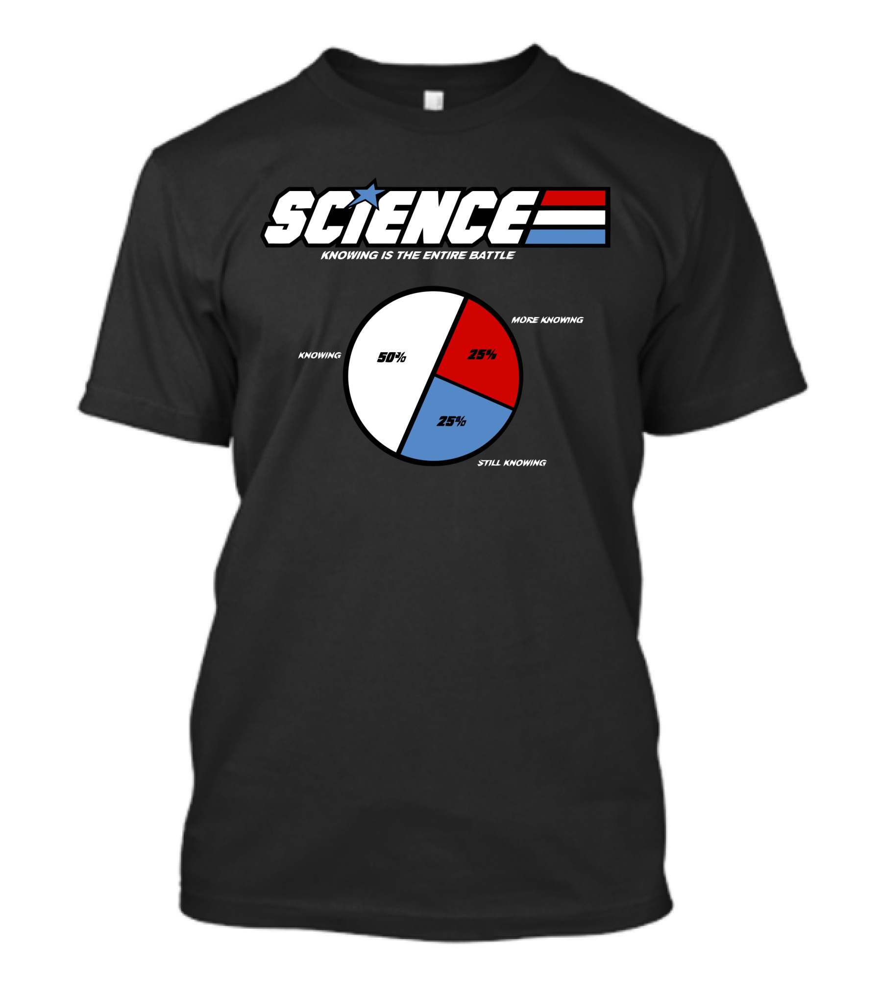 SCIENCE Knowing Is The Entire Battle Pie Chart Knowing More Knowing Still Knowing T-Shirt