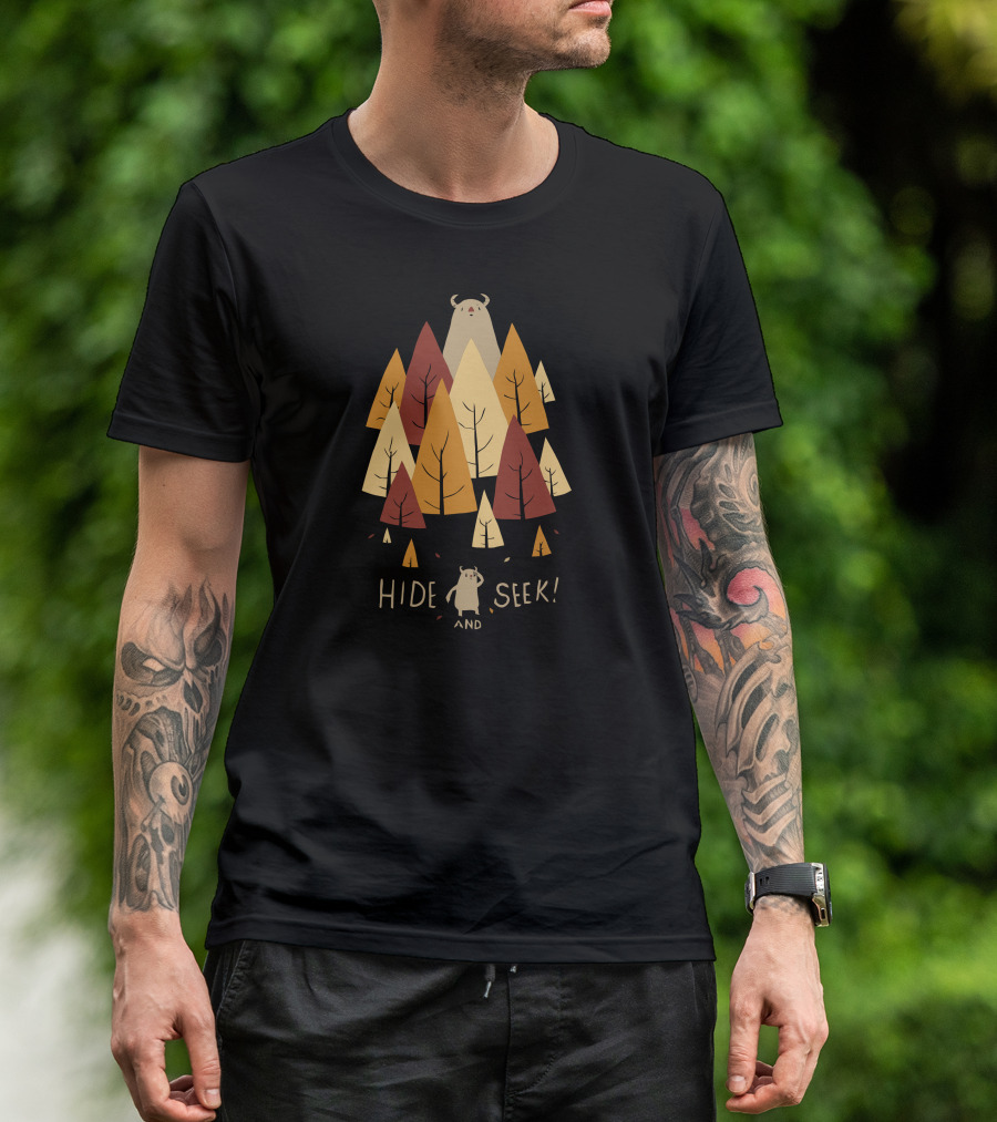 Hide And Seek Cute Monsters In Forest Trees T-Shirt
