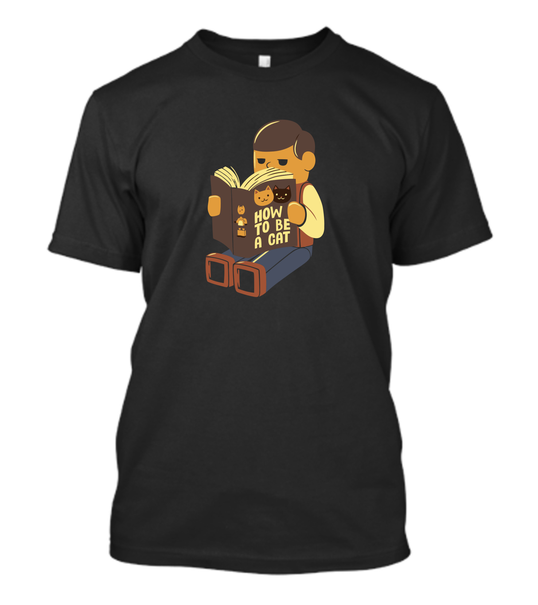 How To Be A Cat Reading Man With Cat Book And Cat Icons T-Shirt