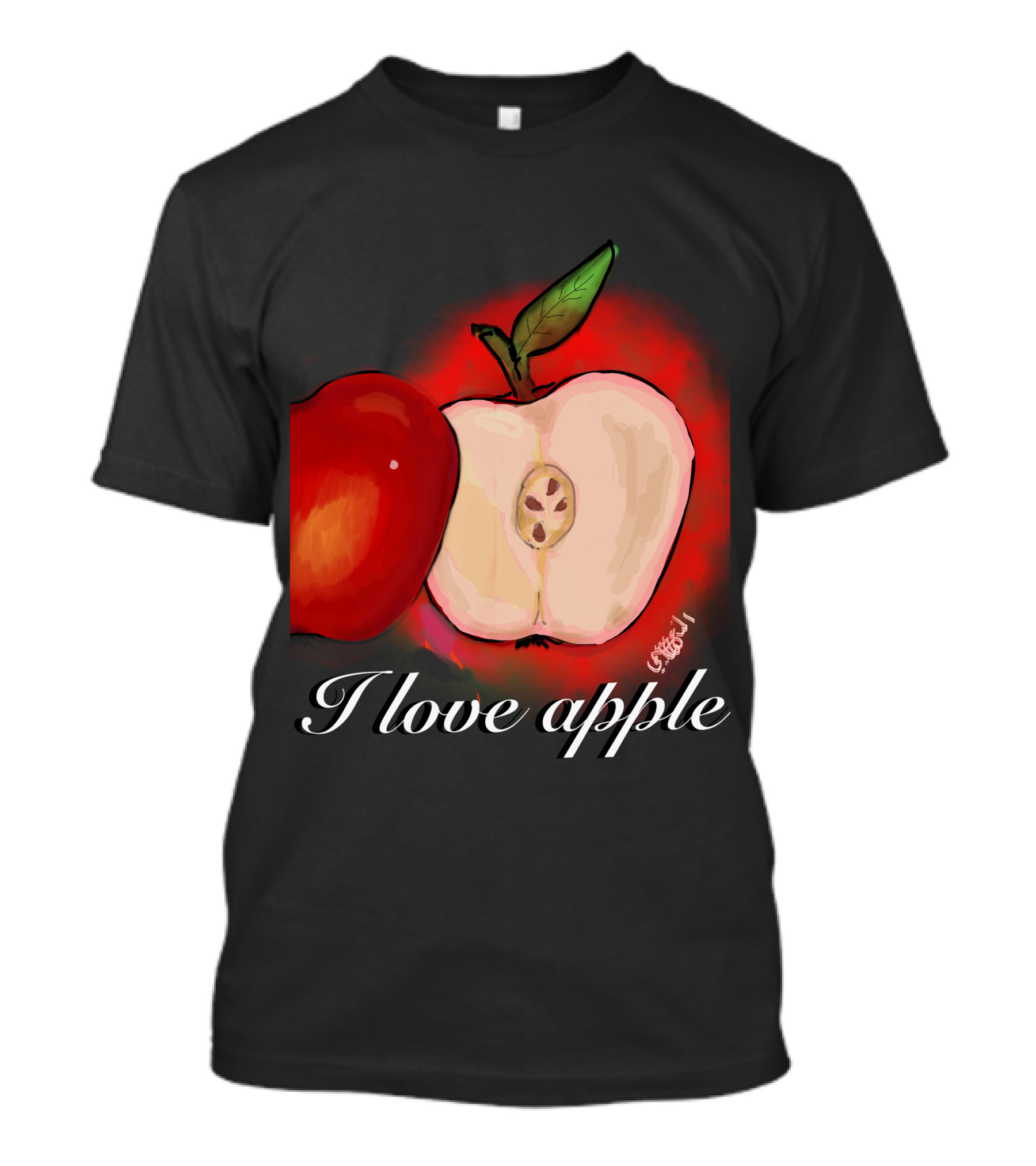 I Love Apple Juicy Red Fruit Artistic T-Shirt