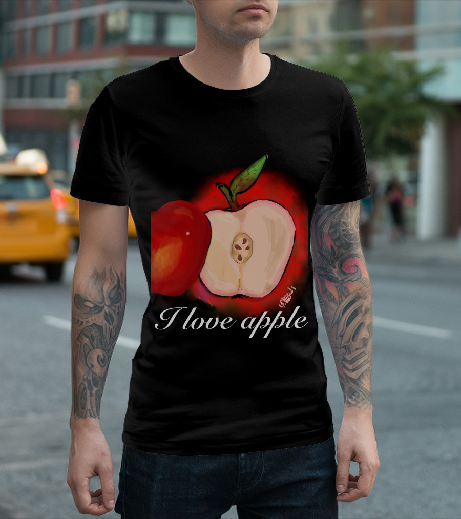 I Love Apple Juicy Red Fruit Artistic T-Shirt