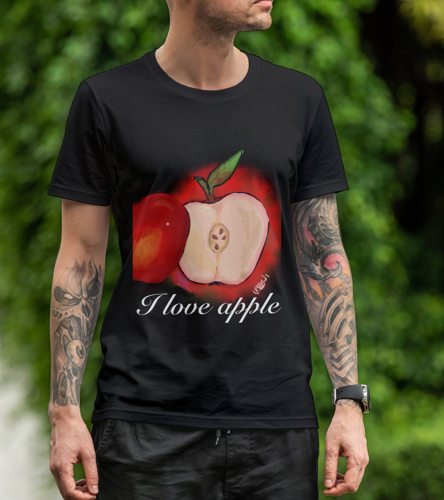 I Love Apple Juicy Red Fruit Artistic T-Shirt