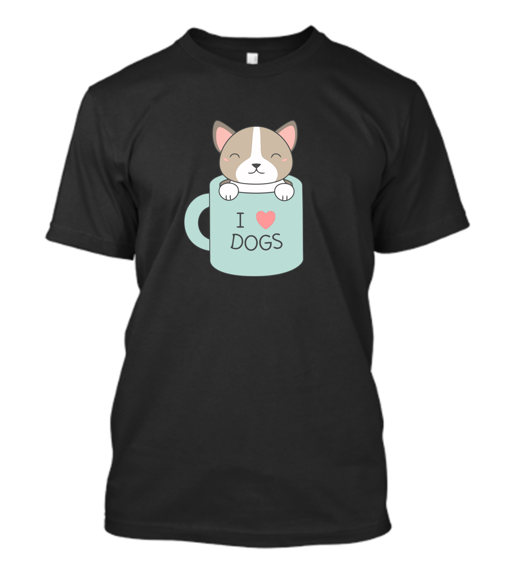 I Love Dogs Cute Puppy In Coffee Mug Kawaii T-Shirt