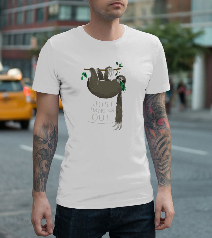 Just Hanging Out Sloth On Branch With Leaves T-Shirt