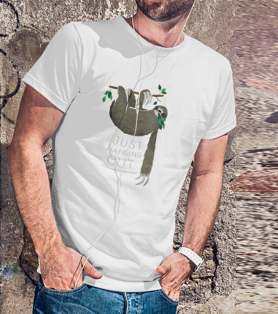 Just Hanging Out Sloth On Branch With Leaves T-Shirt