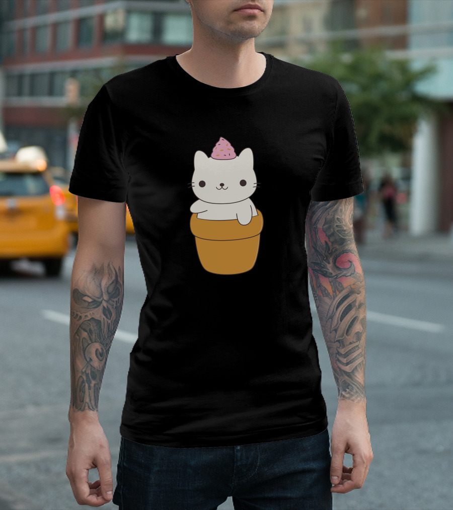 Kawaii Kitten Ice Cream Cone Cuteness Overload T-Shirt