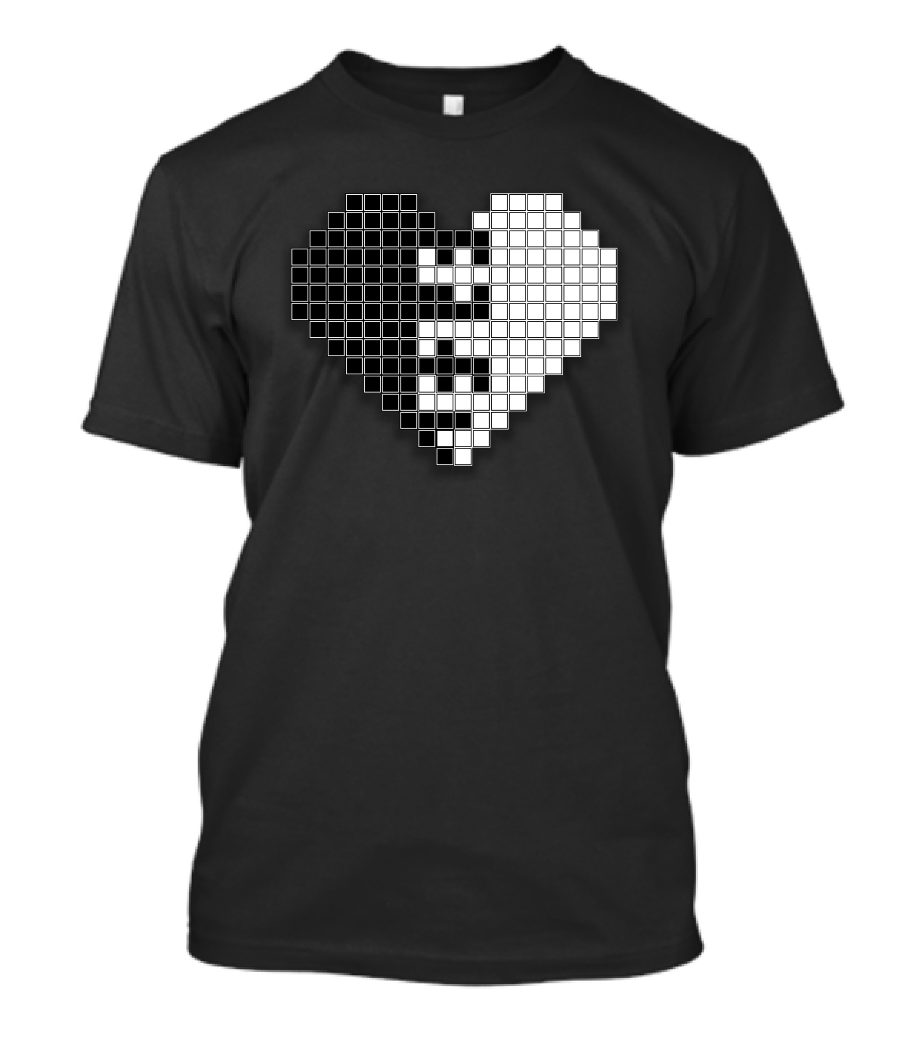 Yin Yang Pixel Heart Lock The Love T-Shirt