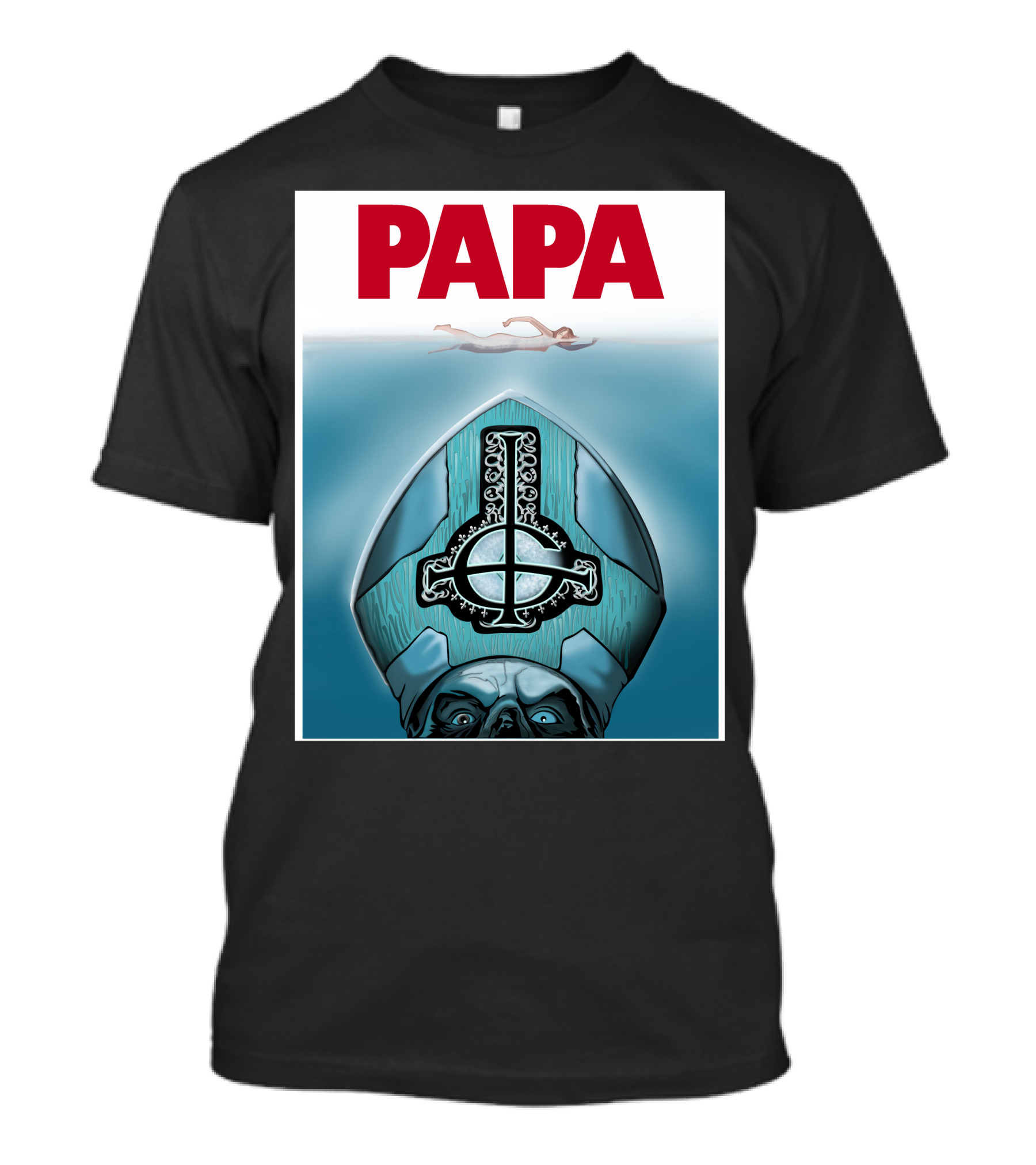 Papa Emeritus Ghost Jaws Homage T-Shirt