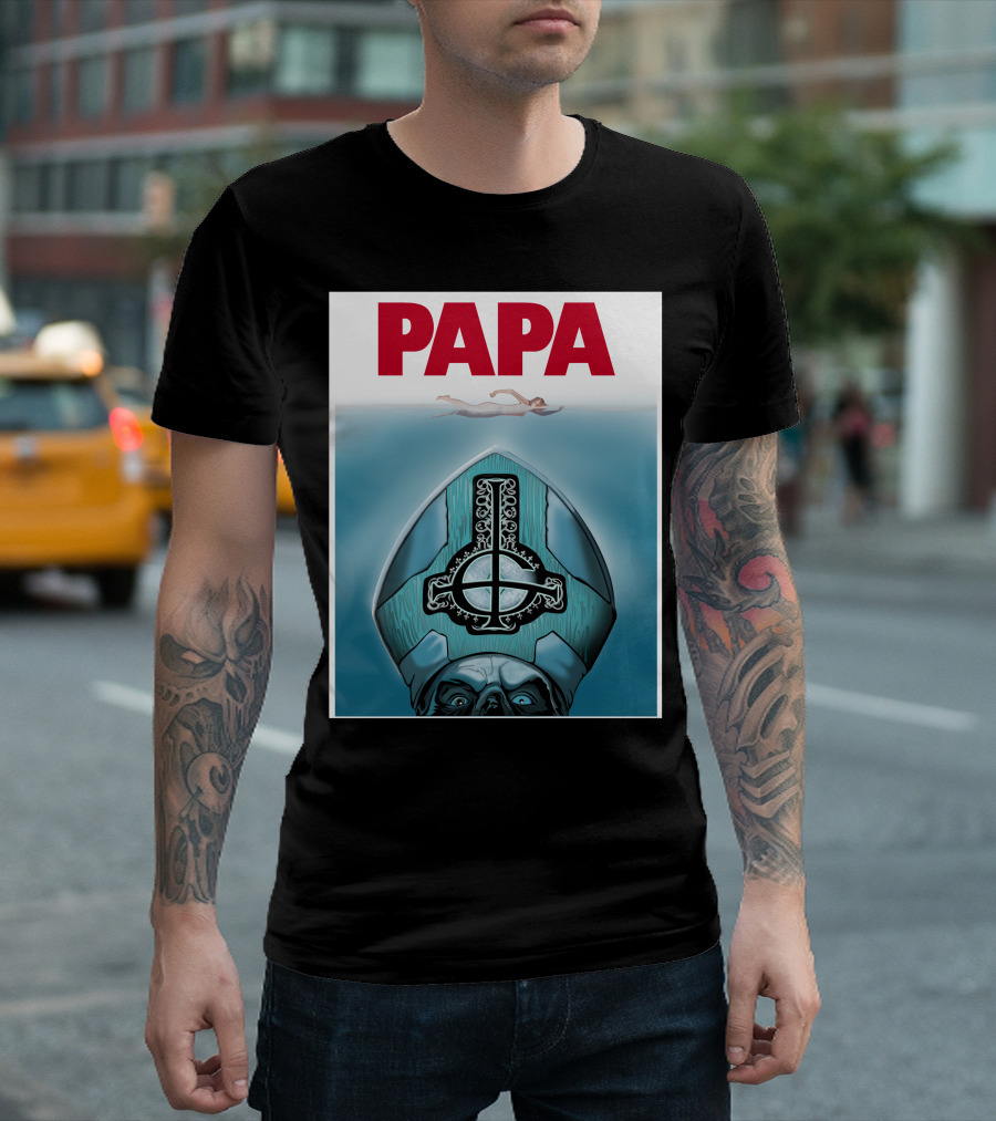 Papa Emeritus Ghost Jaws Homage T-Shirt