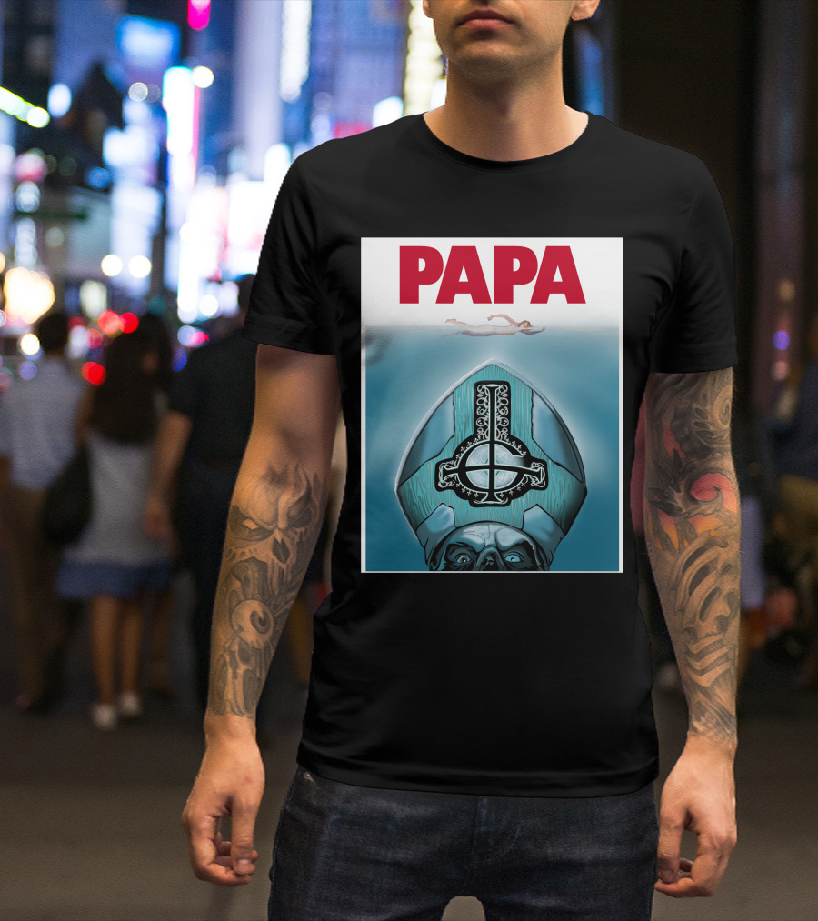 Papa Emeritus Ghost Jaws Homage T-Shirt