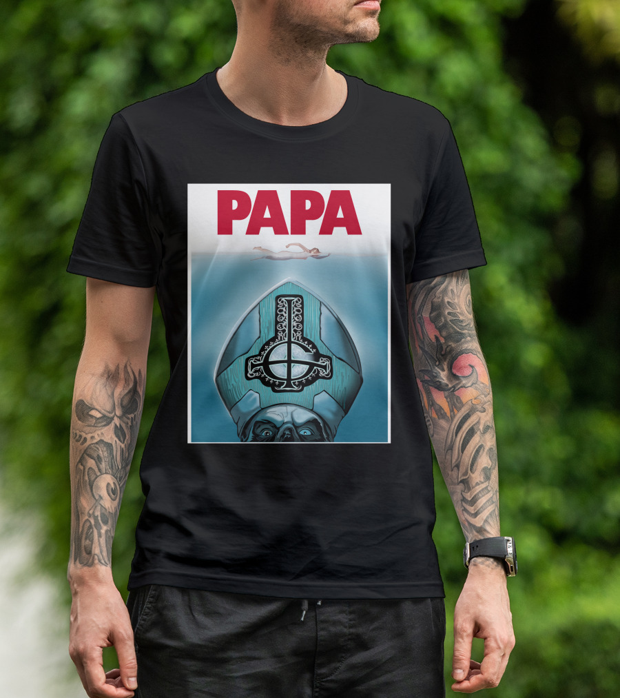 Papa Emeritus Ghost Jaws Homage T-Shirt