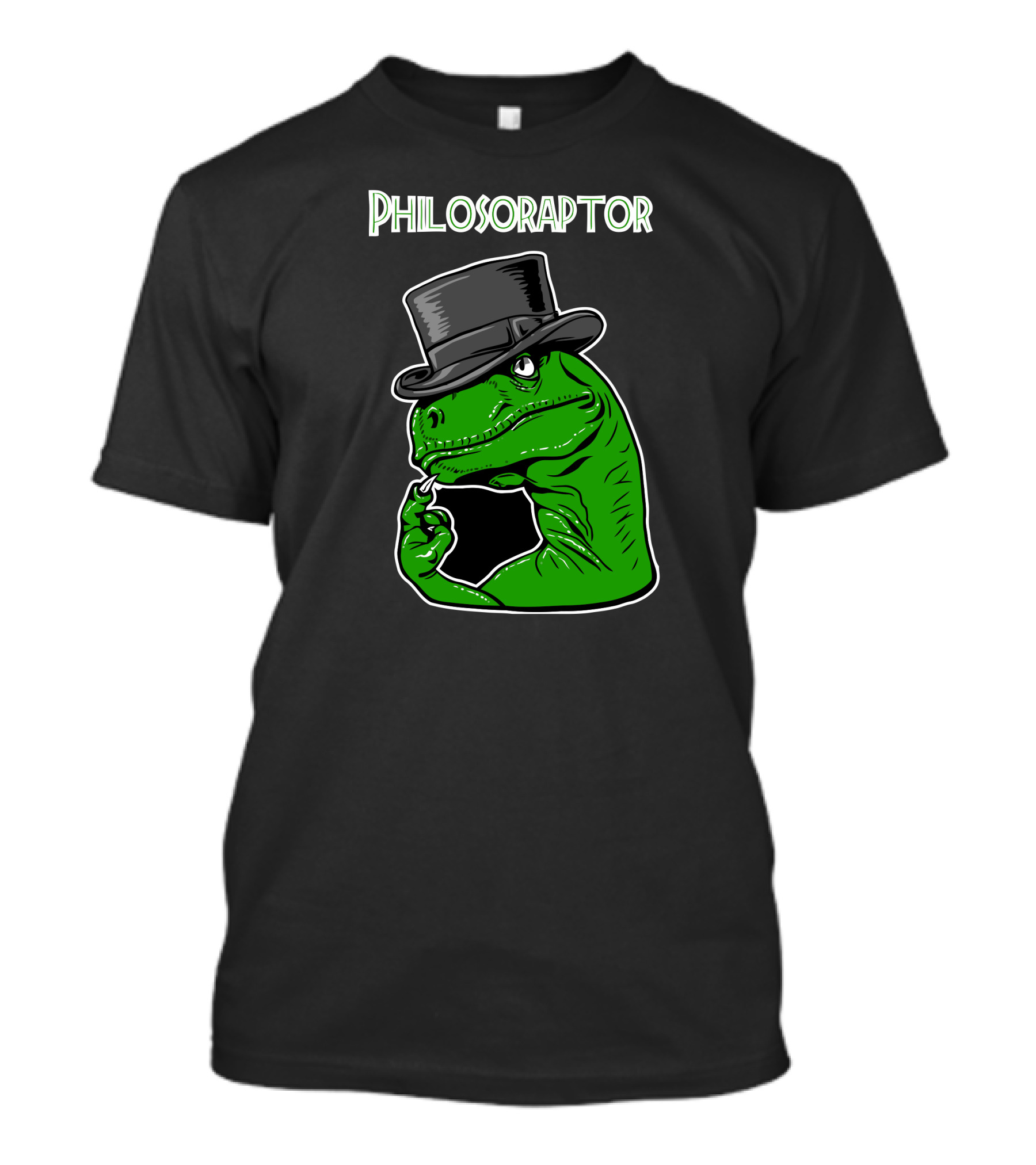 Philosoraptor Dinosaur Thinking With Top Hat T-Shirt