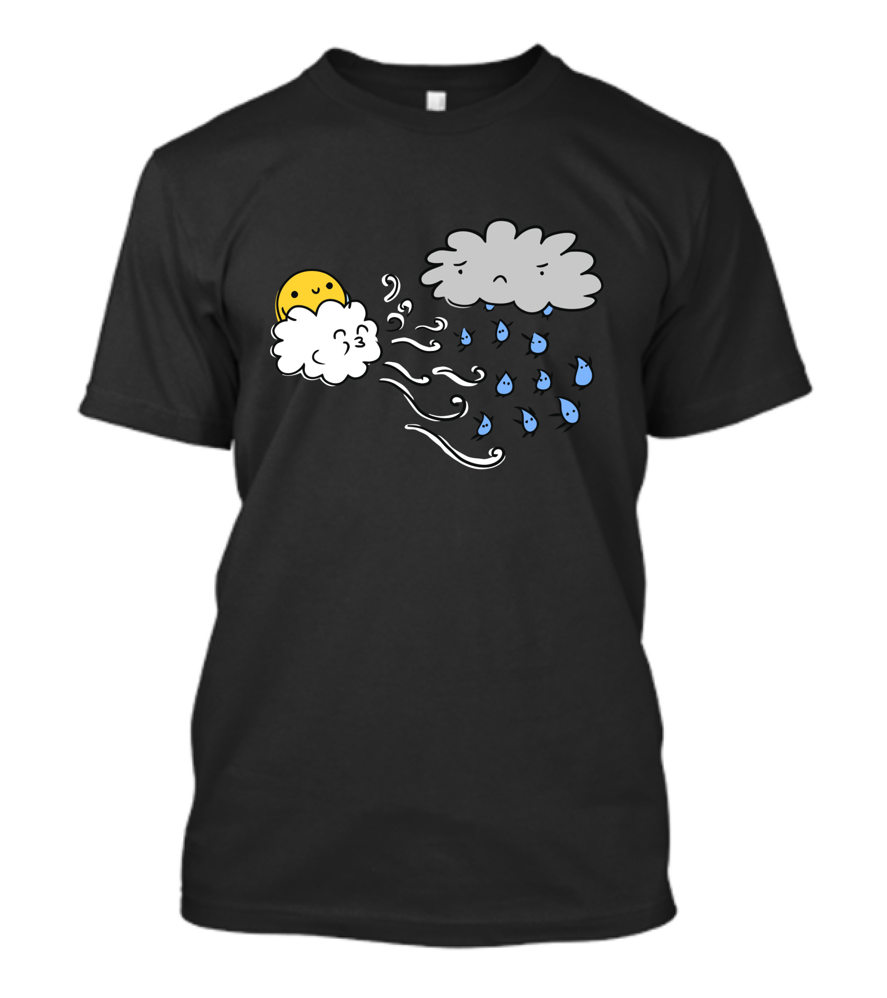 Sun And Wind Vs. Sad Rain Cloud Battle With Happy Ending T-Shirt