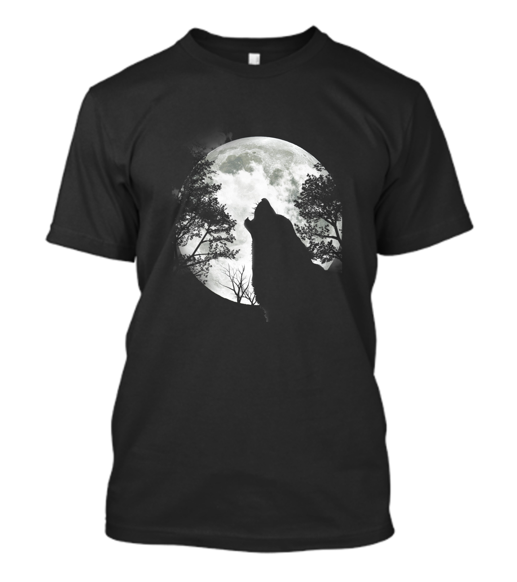 Wolf Howling At Full Moon In The Mountain Night Sky T-Shirt