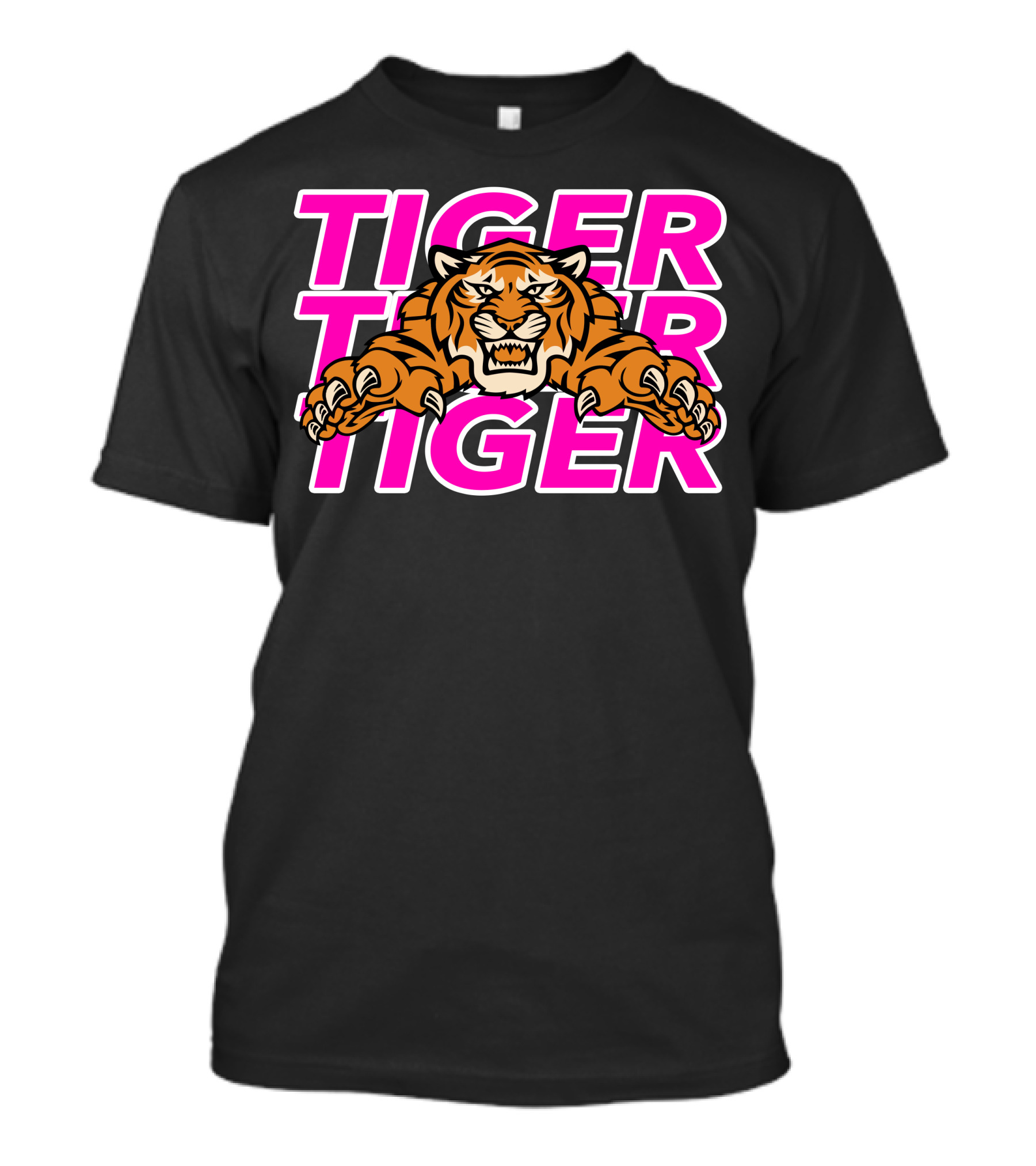 Tiger Tiger Tiger Bold Pink Letters Fierce Tiger Head T-Shirt
