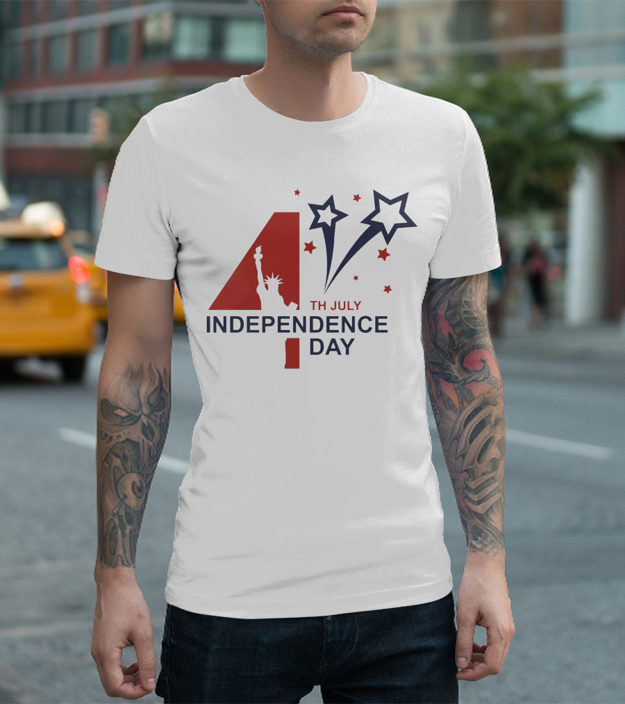 4th July Independence Day Statue of Liberty Stars T-Shirt