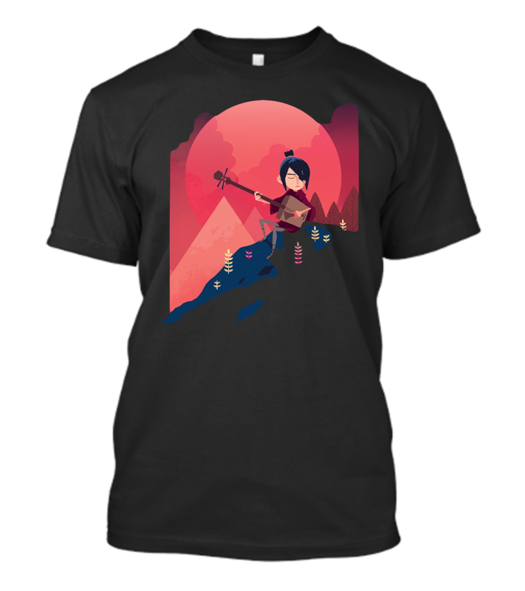 A Song On The Mountain Red Sunset Musician On Hilltop T-Shirt