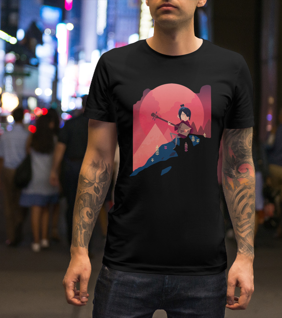 A Song On The Mountain Red Sunset Musician On Hilltop T-Shirt