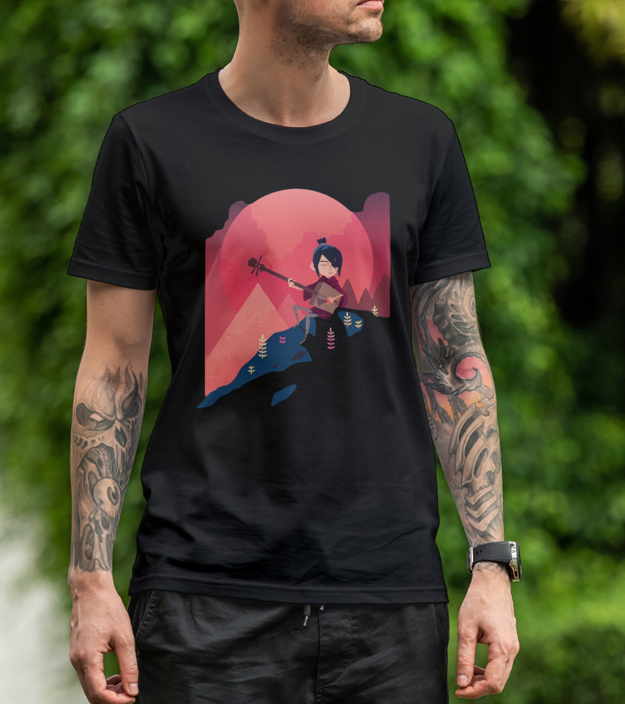 A Song On The Mountain Red Sunset Musician On Hilltop T-Shirt