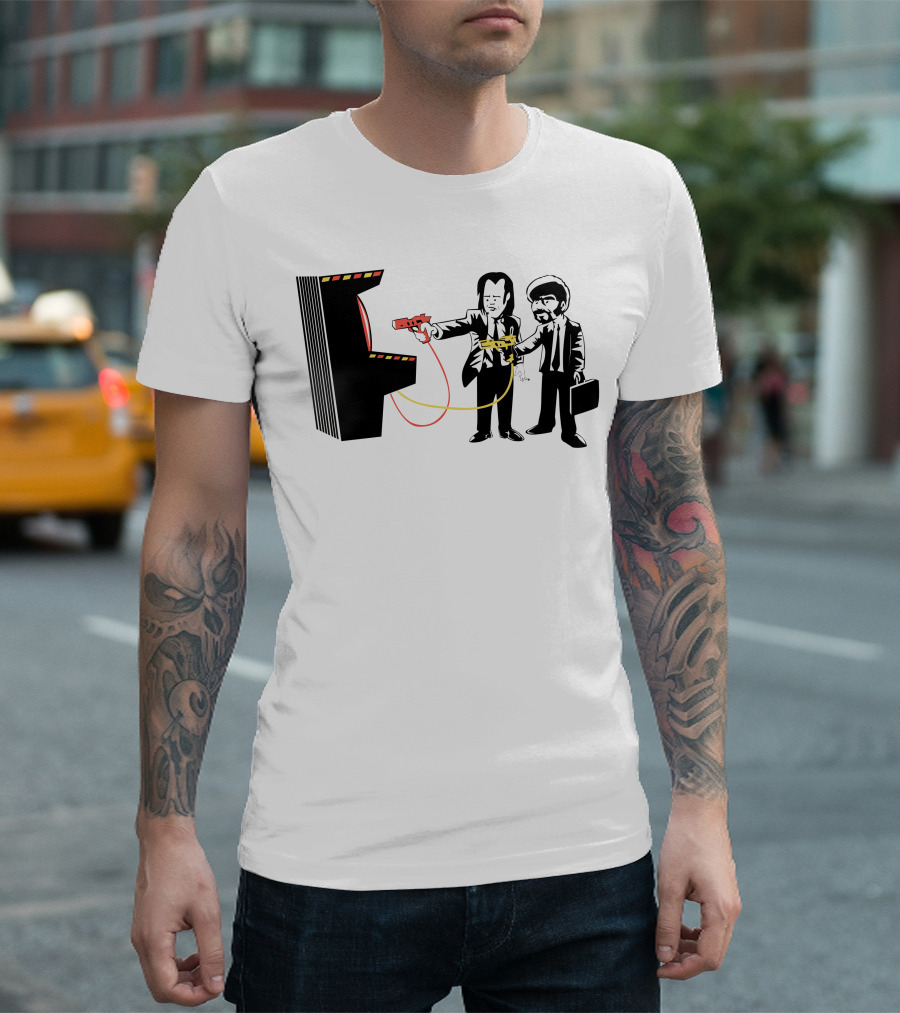 Banksy Pulp Fiction Arcade Gun Standoff T-Shirt