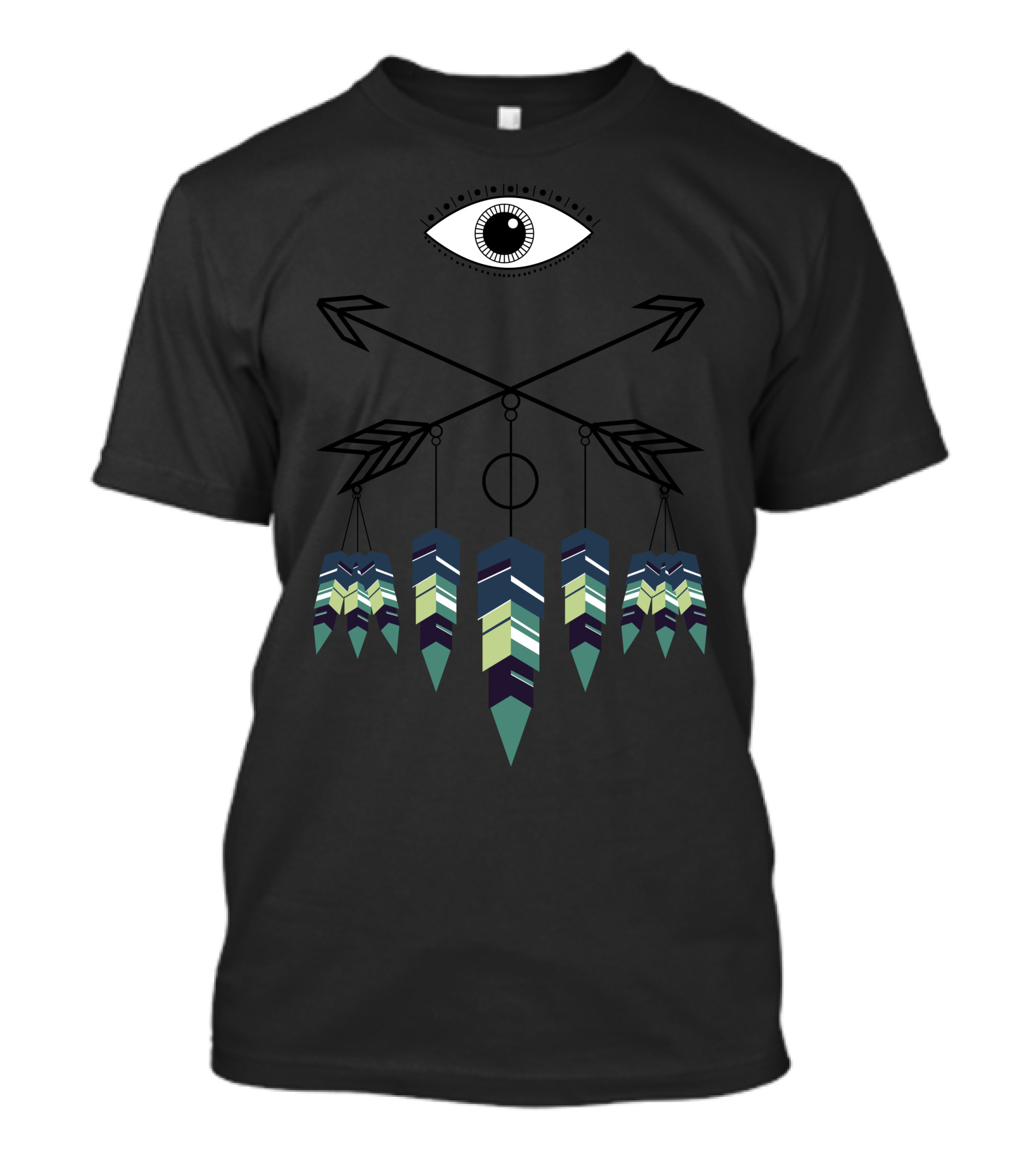 Boho Style Tribal Eye With Arrows And Feathers T-Shirt