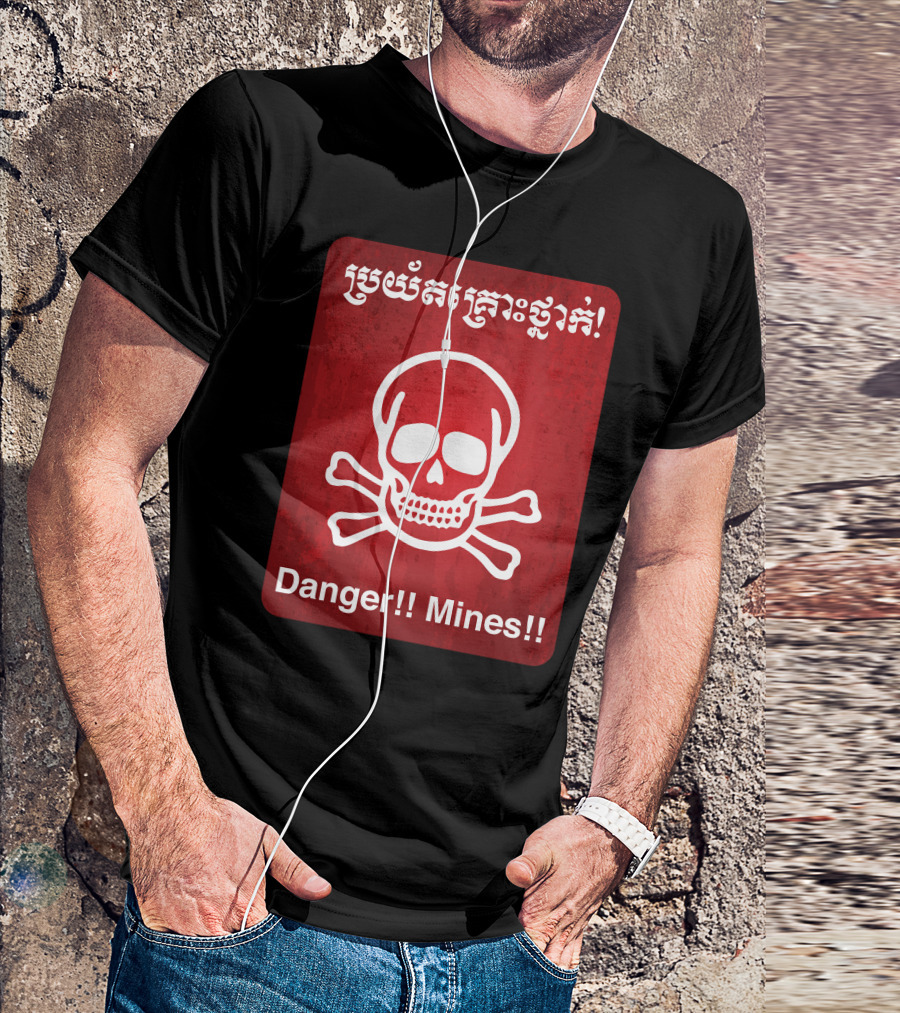Danger Mines Skull And Crossbones Warning T-Shirt