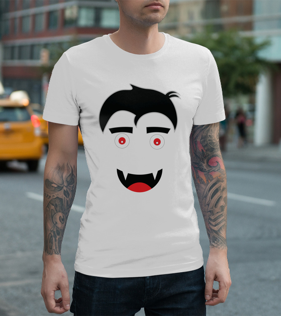 Dracula Vampire Face With Fangs And Hairstyle T-Shirt