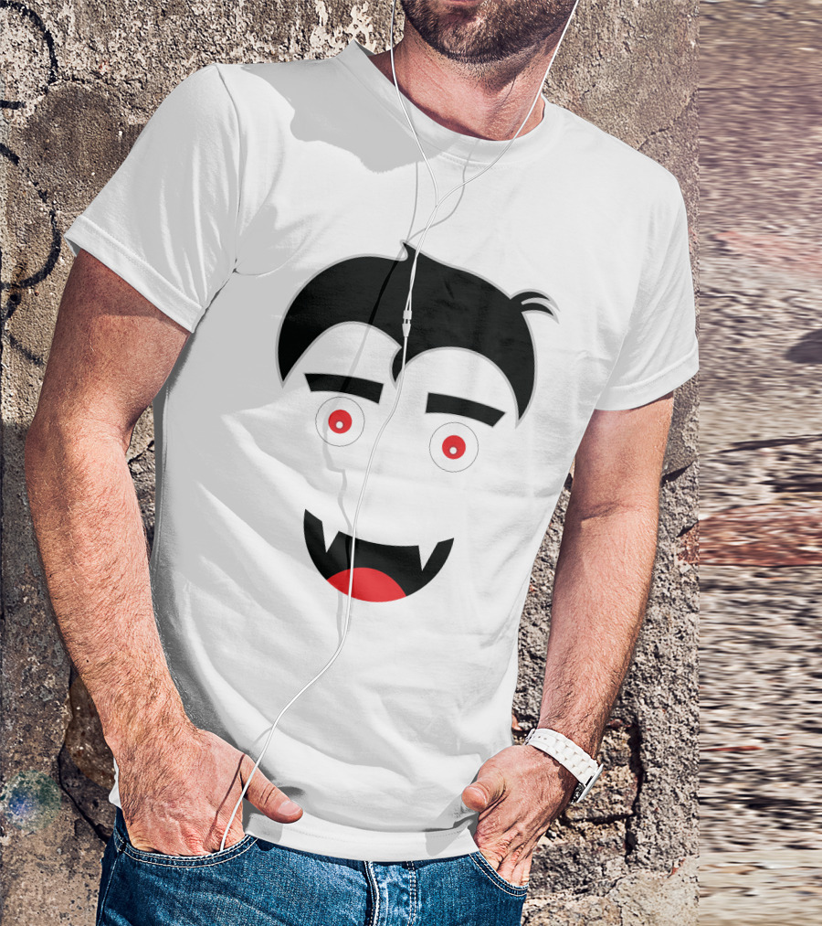 Dracula Vampire Face With Fangs And Hairstyle T-Shirt
