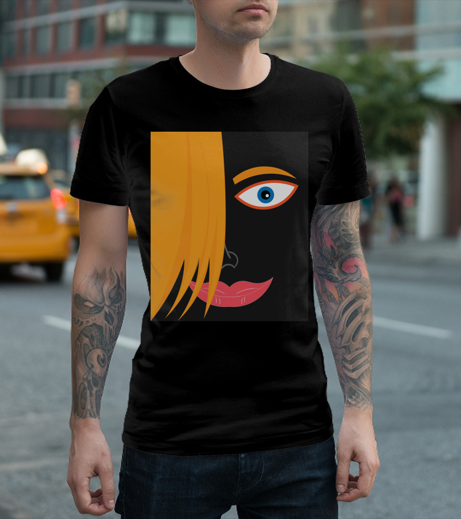 Funny Lovely Face Modern Minimalist Yellow Hair T-Shirt