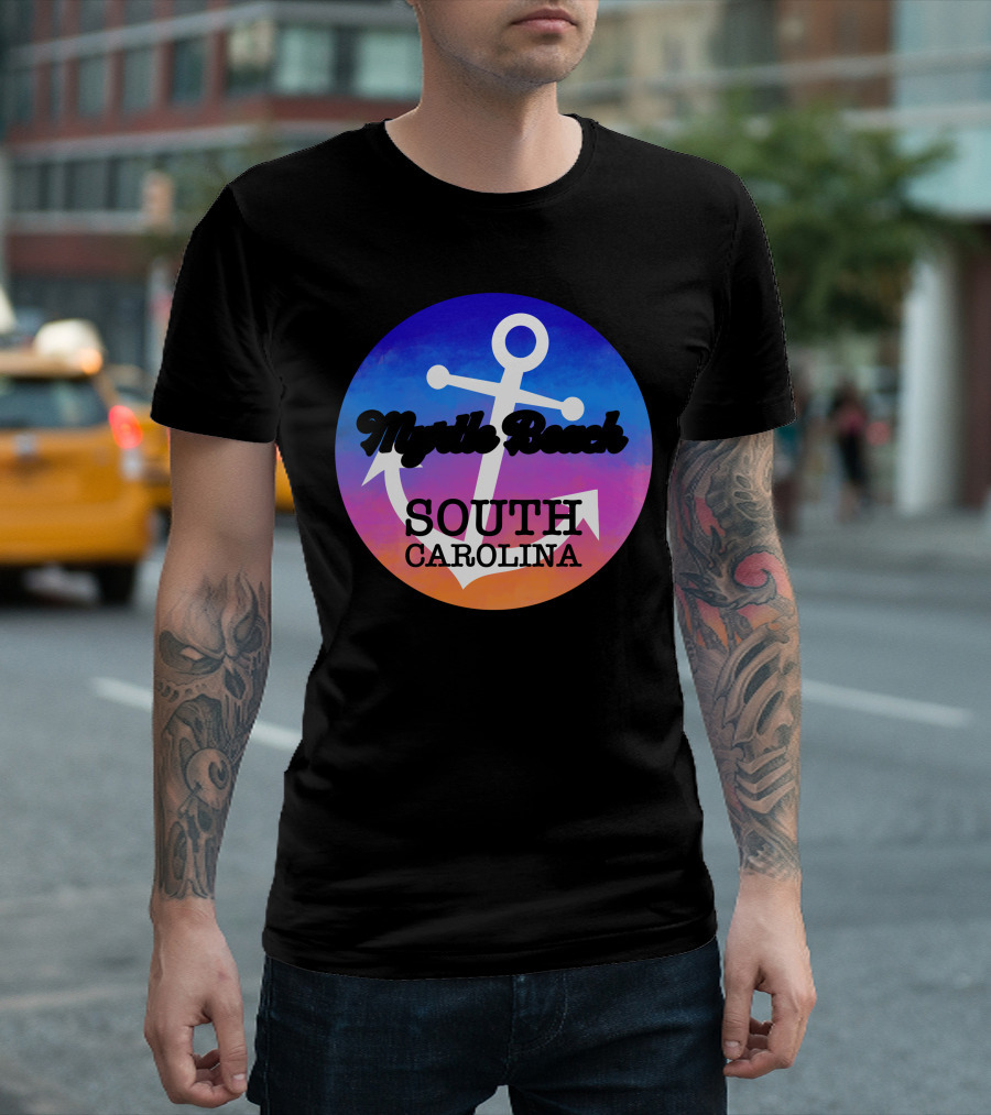 Myrtle Beach South Carolina Anchor Circle Ocean Sunset T-Shirt