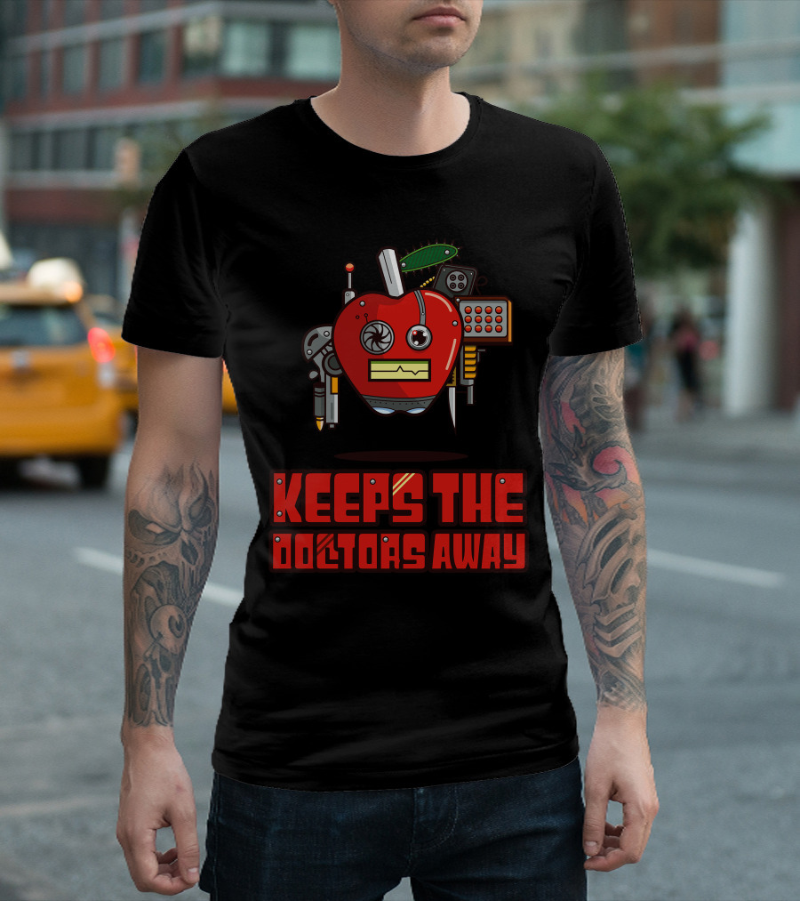 Apple Keeps The Doctors Away Robot Gadget Steampunk T-Shirt