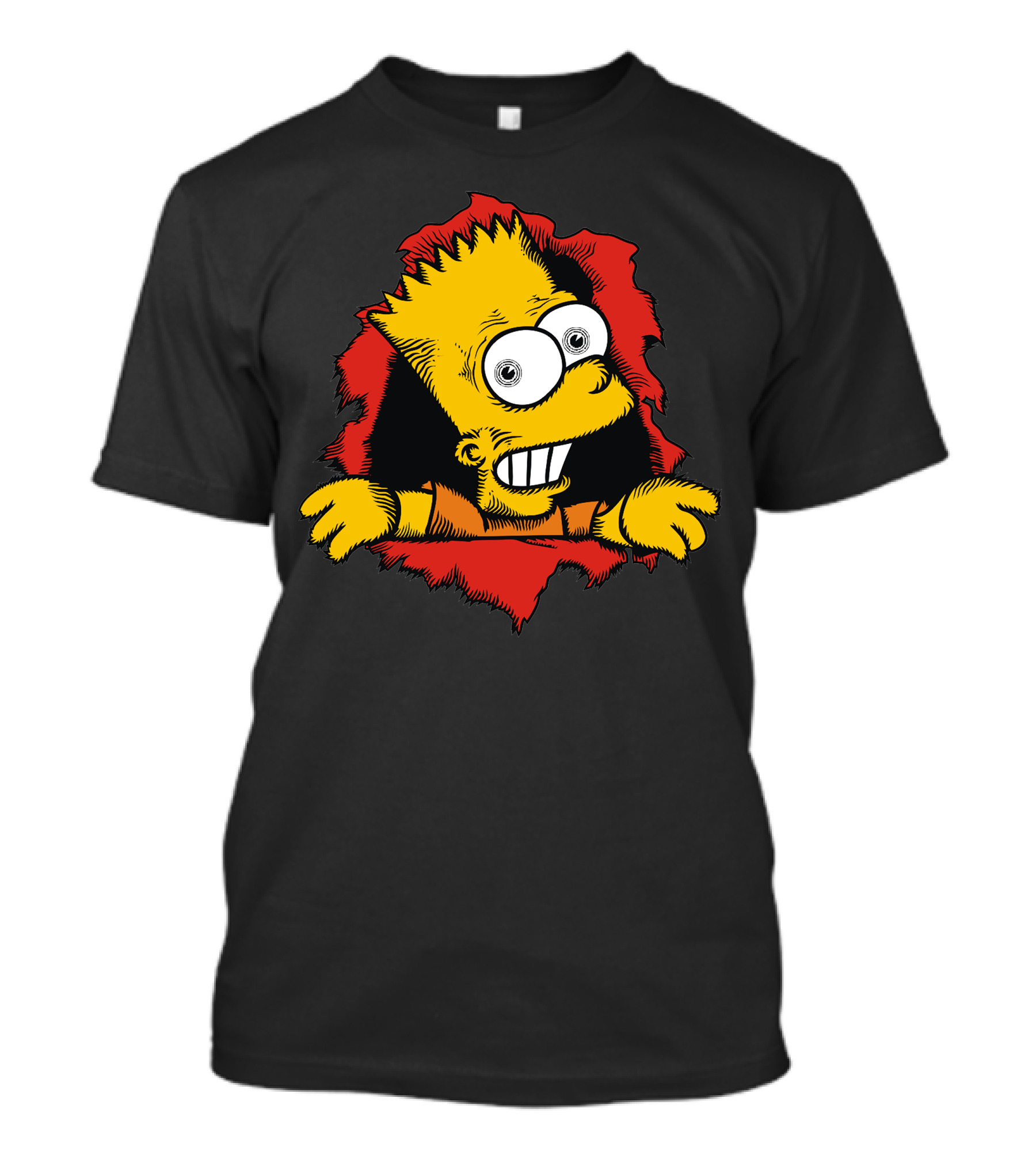 Bart Peralta Peeking Through Red Torn Wall Cartoon T-Shirt