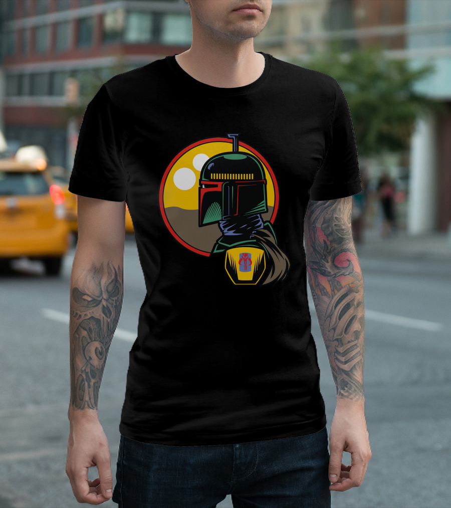 Boba Fett Twin Suns Desert Scene T-Shirt