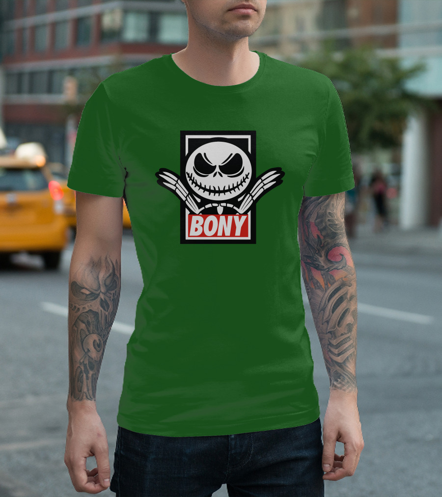 Bony Jack Skellington Style Icon With Crossed Bones T-Shirt