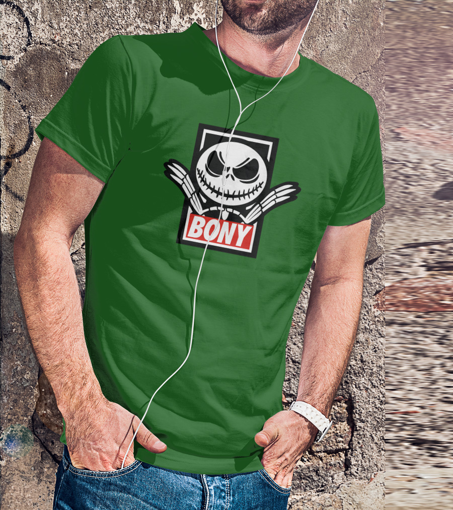 Bony Jack Skellington Style Icon With Crossed Bones T-Shirt