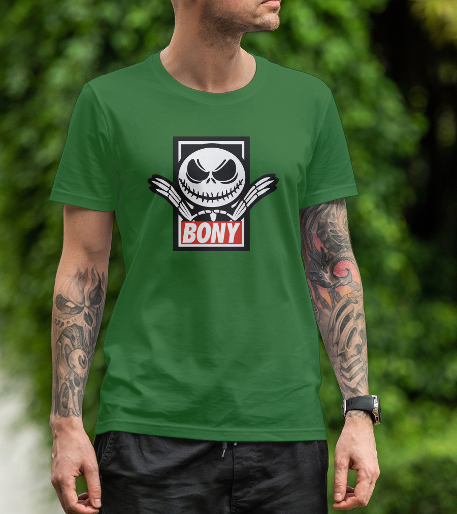 Bony Jack Skellington Style Icon With Crossed Bones T-Shirt