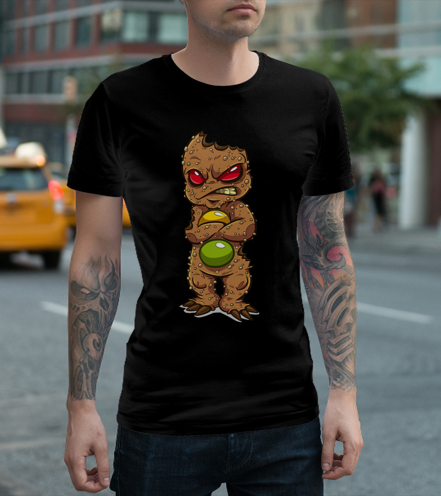 Boo Vs New Angry Monster with Red Eyes and Colorful Belly T-Shirt
