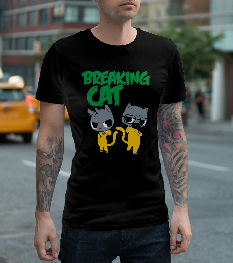 Breaking Cat Cartoon Parody In Chemical Hazmat Suits T-Shirt