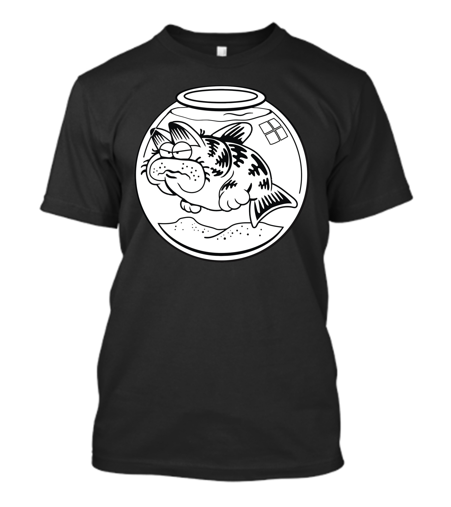 Cat Fish Bowl Grumpy Kitty Fish Face T-Shirt