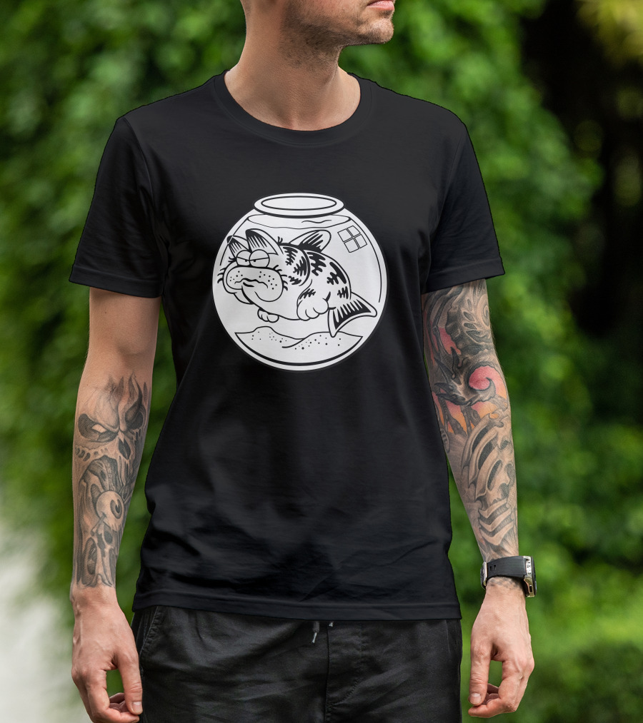 Cat Fish Bowl Grumpy Kitty Fish Face T-Shirt
