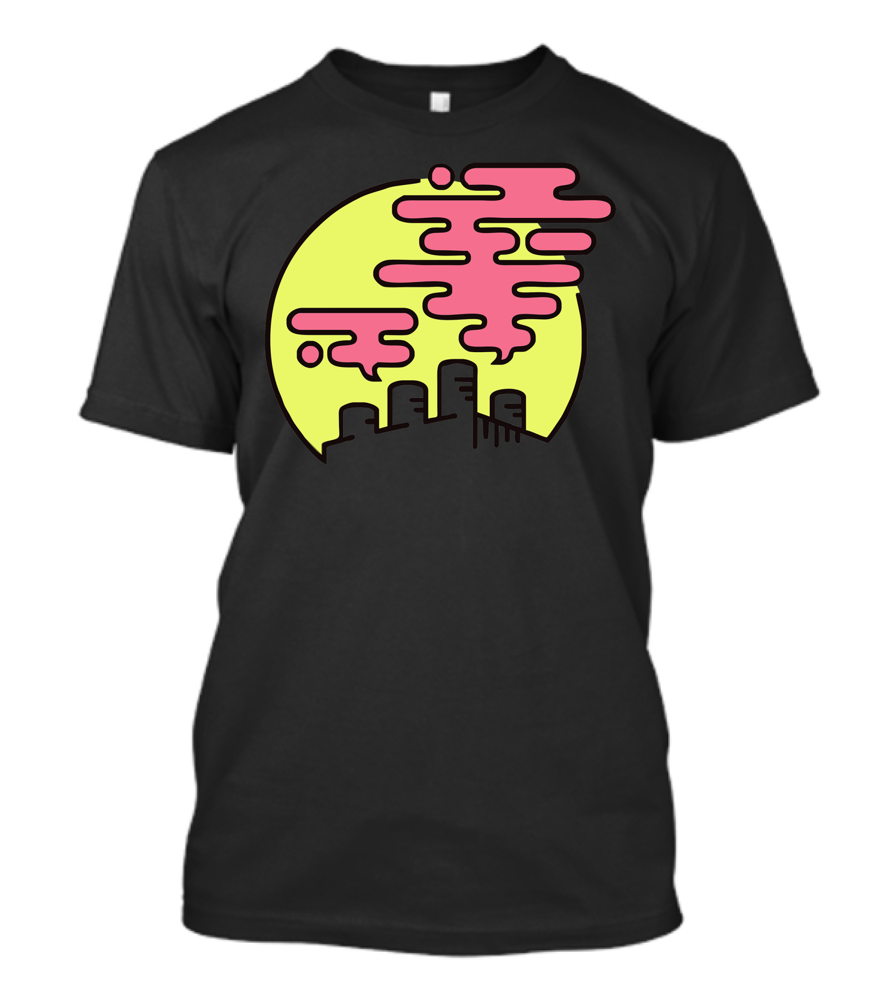 Chemical Sunset Yellow Sky Pink Clouds City T-Shirt