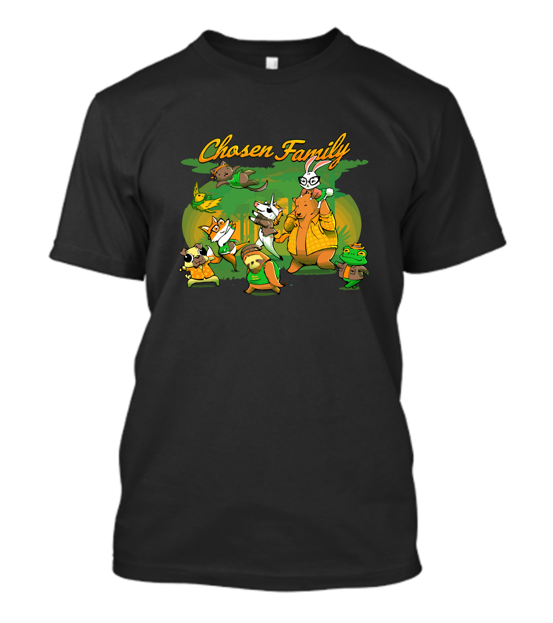 Chosen Family Animal Companions In Forest Scene T-Shirt
