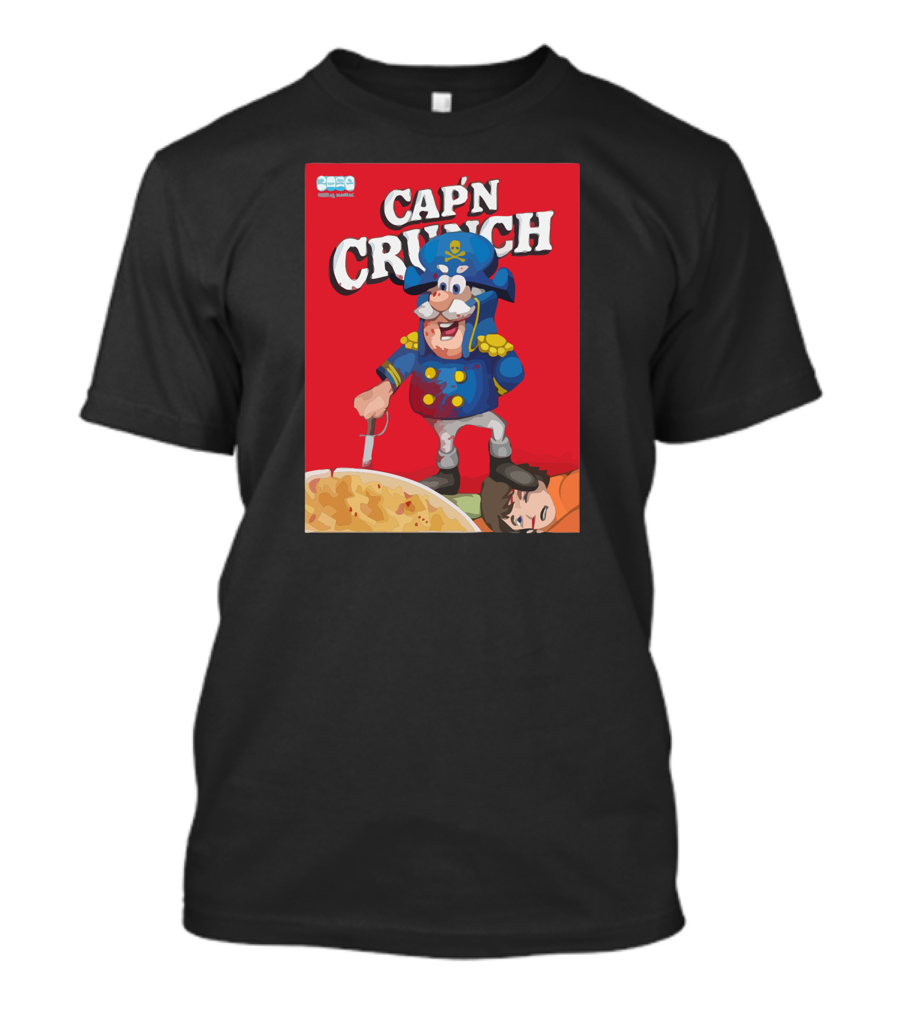 Cap'n Crunch Crunchy Cereal Maniac Cartoon Red Box T-Shirt